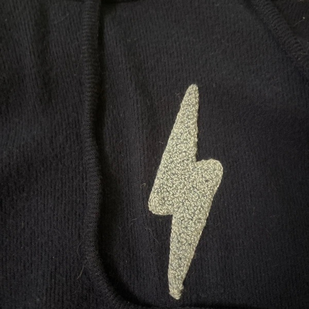 Navy Blue Lightning Bolt Cropped Hoodie - Picture 2 of 5